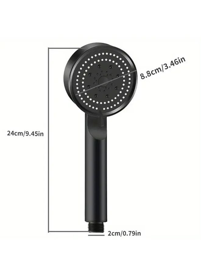 Black High Pressure Shower Head With 5 Adjustable Spray Settings And Hose - Image 3